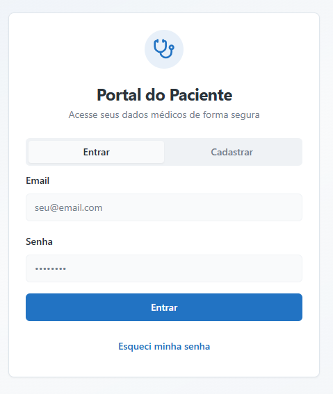 Tela de Login do Portal de Saúde